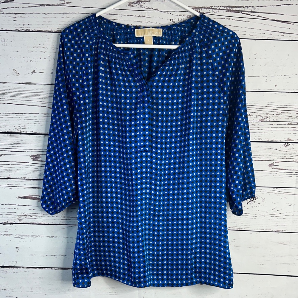 MICHAEL Michael Kors Navy Polka Dot Blouse